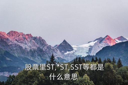  股票里ST,*ST,SST等都是什么意思