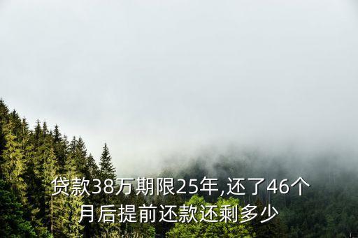  貸款38萬期限25年,還了46個月后提前還款還剩多少