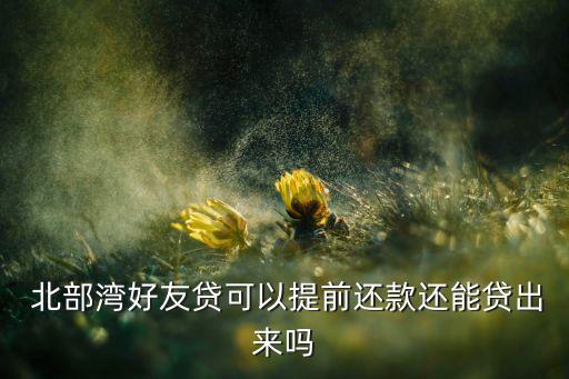  北部灣好友貸可以提前還款還能貸出來(lái)嗎