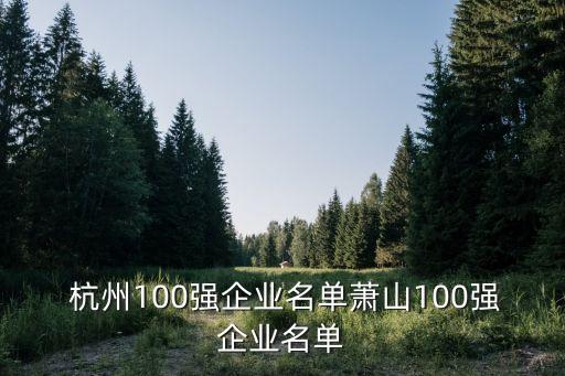  杭州100強企業(yè)名單蕭山100強企業(yè)名單