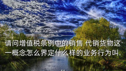 請問增值稅條例中的銷售 代銷貨物這一概念怎么界定什么樣的業(yè)務(wù)行為叫...