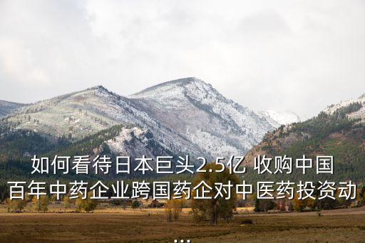 如何看待日本巨頭2.5億 收購(gòu)中國(guó)百年中藥企業(yè)跨國(guó)藥企對(duì)中醫(yī)藥投資動(dòng)...