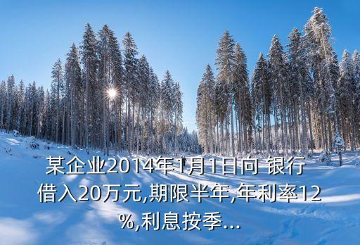 某企業(yè)2014年1月1日向 銀行 借入20萬元,期限半年,年利率12%,利息按季...