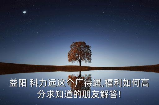 益陽 科力遠(yuǎn)這個廠待遇,福利如何高分求知道的朋友解答!