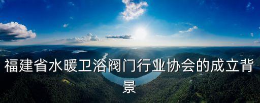 福建省水暖衛(wèi)浴閥門行業(yè)協(xié)會(huì)的成立背景