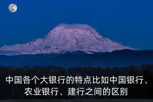 中國(guó)各個(gè)大銀行的特點(diǎn)比如中國(guó)銀行、農(nóng)業(yè)銀行、建行之間的區(qū)別