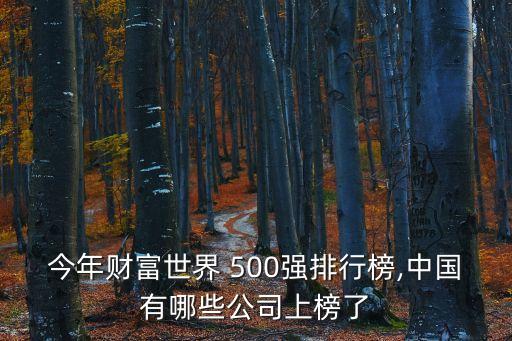 今年財(cái)富世界 500強(qiáng)排行榜,中國有哪些公司上榜了