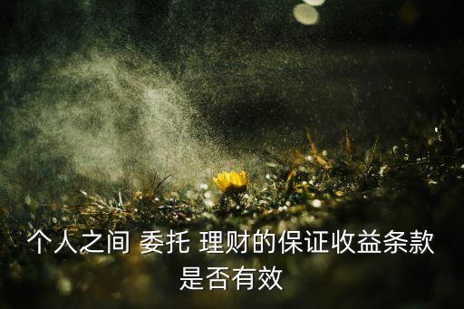 個(gè)人之間 委托 理財(cái)?shù)谋ＷC收益條款是否有效