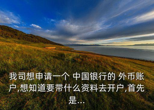 我司想申請(qǐng)一個(gè) 中國(guó)銀行的 外幣賬戶(hù),想知道要帶什么資料去開(kāi)戶(hù),首先是...