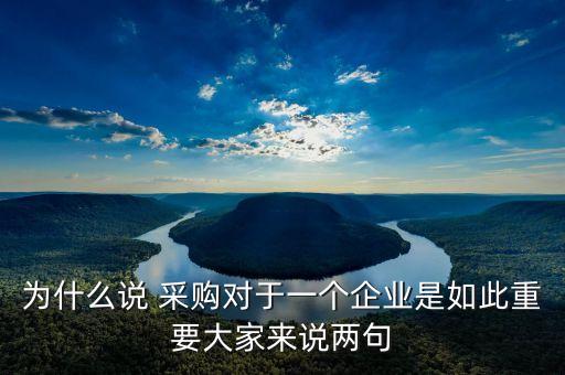 為什么說 采購對于一個企業(yè)是如此重要大家來說兩句