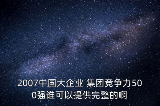 2007中國大企業(yè) 集團競爭力500強誰可以提供完整的啊