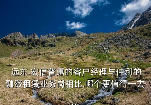  遠東 宏信普惠的客戶經(jīng)理與仲利的融資租賃業(yè)務崗相比,哪個更值得一去...