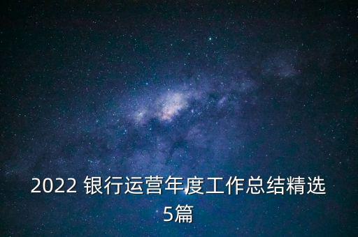 2022 銀行運營年度工作總結(jié)精選5篇