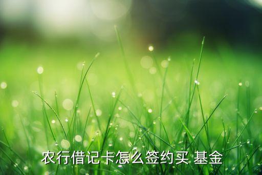  農(nóng)行借記卡怎么簽約買 基金