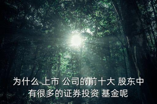 為什么 上市 公司的前十大 股東中有很多的證券投資 基金呢