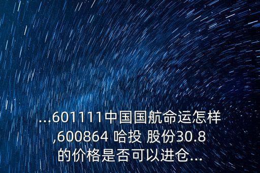 ...601111中國(guó)國(guó)航命運(yùn)怎樣,600864 哈投 股份30.8的價(jià)格是否可以進(jìn)倉(cāng)...