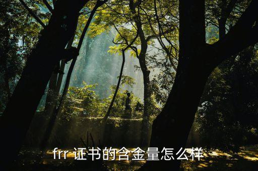 frr 證書的含金量怎么樣