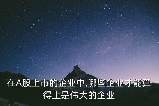 在A股上市的企業(yè)中,哪些企業(yè)才能算得上是偉大的企業(yè)