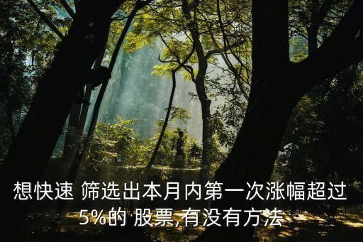 想快速 篩選出本月內(nèi)第一次漲幅超過5%的 股票,有沒有方法