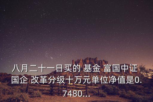 八月二十一日買(mǎi)的 基金 富國(guó)中證 國(guó)企 改革分級(jí)十萬(wàn)元單位凈值是0.7480...