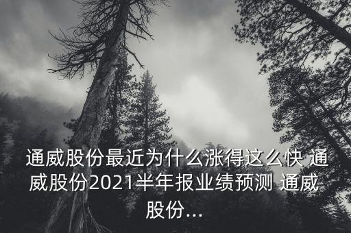  通威股份最近為什么漲得這么快 通威股份2021半年報業(yè)績預(yù)測 通威股份...