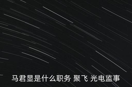 馬君顯是什么職務(wù) 聚飛 光電監(jiān)事