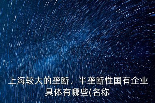  上海較大的壟斷、半壟斷性國有企業(yè)具體有哪些(名稱