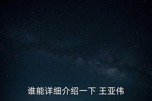 誰能詳細(xì)介紹一下 王亞偉