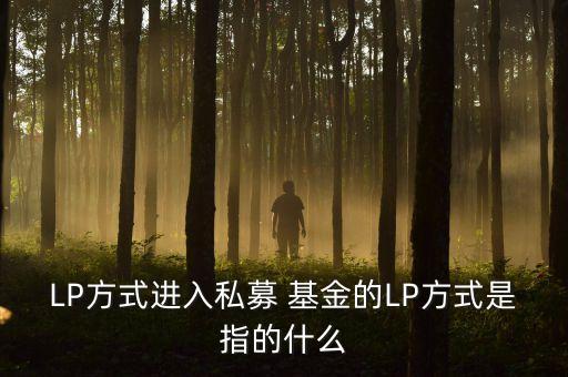 LP方式進入私募 基金的LP方式是指的什么