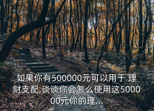 如果你有500000元可以用于 理財支配,談?wù)勀銜趺词褂眠@500000元你的理...