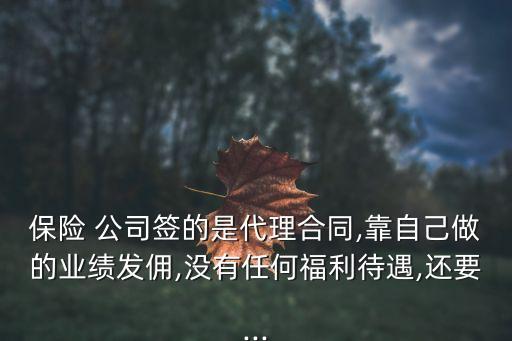 保險(xiǎn) 公司簽的是代理合同,靠自己做的業(yè)績發(fā)傭,沒有任何福利待遇,還要...