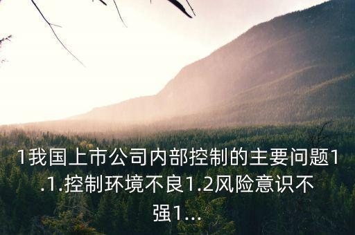 1我國(guó)上市公司內(nèi)部控制的主要問題1.1.控制環(huán)境不良1.2風(fēng)險(xiǎn)意識(shí)不強(qiáng)1...