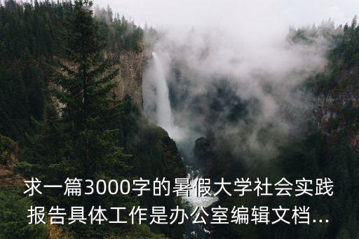 求一篇3000字的暑假大學(xué)社會實踐報告具體工作是辦公室編輯文檔...