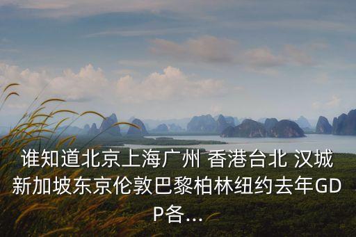 誰知道北京上海廣州 香港臺(tái)北 漢城新加坡東京倫敦巴黎柏林紐約去年GDP各...