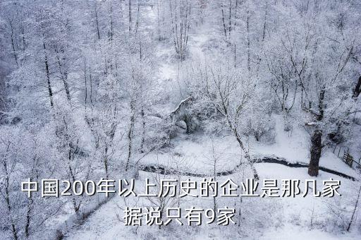 中國200年以上歷史的企業(yè)是那幾家據(jù)說只有9家