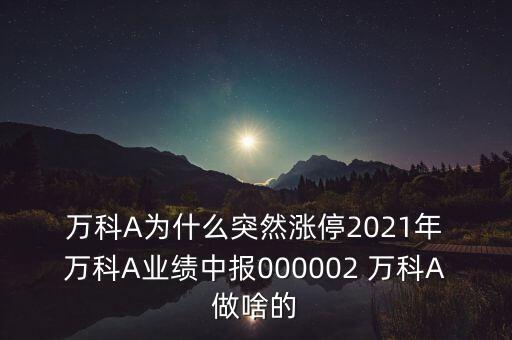  萬(wàn)科A為什么突然漲停2021年 萬(wàn)科A業(yè)績(jī)中報(bào)000002 萬(wàn)科A做啥的