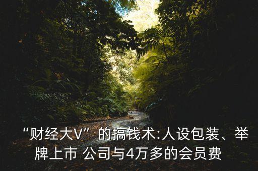 “財經(jīng)大V”的搞錢術(shù):人設(shè)包裝、舉牌上市 公司與4萬多的會員費