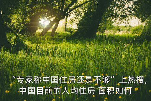 “專家稱中國住房還是不夠”上熱搜,中國目前的人均住房 面積如何