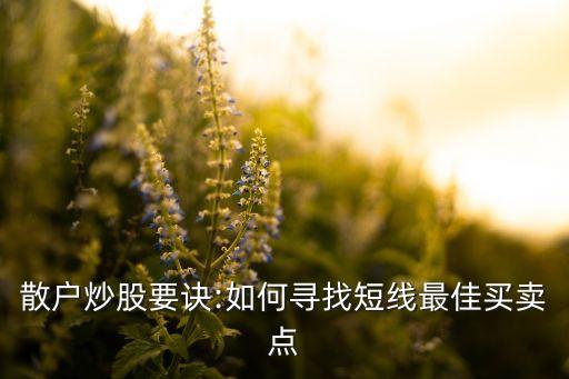 散戶炒股要訣:如何尋找短線最佳買賣點(diǎn)