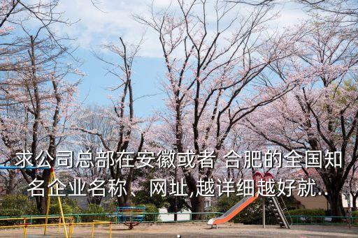 求公司總部在安徽或者 合肥的全國(guó)知名企業(yè)名稱、網(wǎng)址,越詳細(xì)越好就...