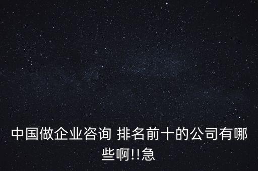 中國做企業(yè)咨詢 排名前十的公司有哪些啊!!急