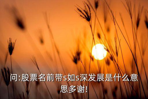 問(wèn):股票名前帶s如s深發(fā)展是什么意思多謝!