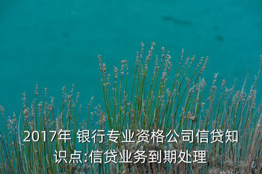 2017年 銀行專業(yè)資格公司信貸知識(shí)點(diǎn):信貸業(yè)務(wù)到期處理