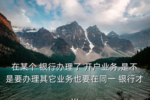 在某個 銀行辦理了 開戶業(yè)務(wù),是不是要辦理其它業(yè)務(wù)也要在同一 銀行才...