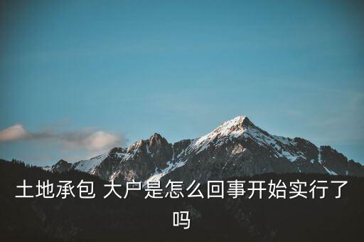 土地承包 大戶是怎么回事開(kāi)始實(shí)行了嗎