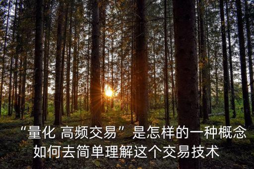 “量化 高頻交易”是怎樣的一種概念如何去簡(jiǎn)單理解這個(gè)交易技術(shù)