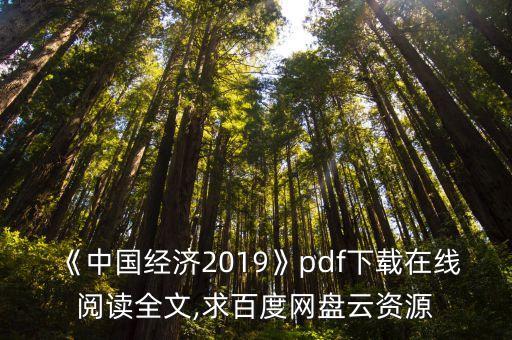 《中國經(jīng)濟2019》pdf下載在線閱讀全文,求百度網(wǎng)盤云資源