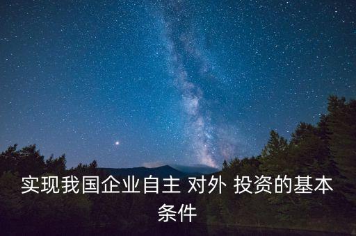 實(shí)現(xiàn)我國(guó)企業(yè)自主 對(duì)外 投資的基本條件