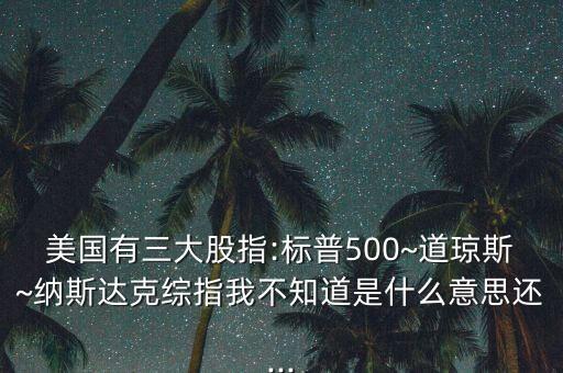 美國有三大股指:標普500~道瓊斯~納斯達克綜指我不知道是什么意思還...