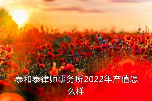  泰和泰律師事務(wù)所2022年產(chǎn)值怎么樣